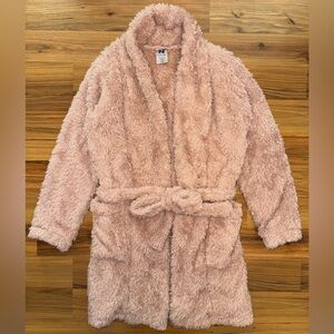 Natori Plush Teddy Robe S/M Blush Pink Spa Cozy Loungewear Belted